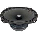 6x9 inch midrange speaker with black cone, small center dome, and rubber surround
