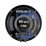 6.5 inch Orion midbass speaker rear badge with 600 watts and 4-ohm specs