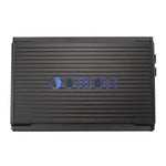 Class D monoblock amplifier with Orion logo on black grille-style casing