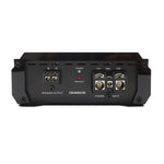 Class D monoblock amplifier rear panel with speaker output and power input terminals
