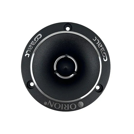 Black Orion bullet tweeter grille with silver surround and four mounting holes