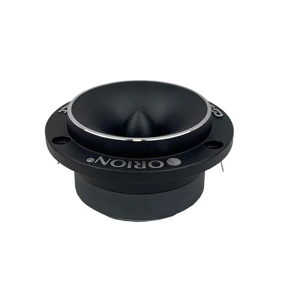 Black Orion bullet tweeter with angled dome and mounting base