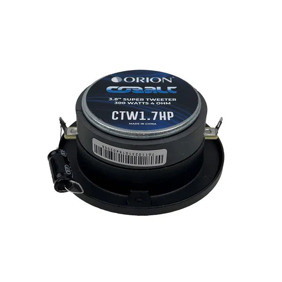 Orion CTW1.7HP bullet super tweeter with barcode label and mounting tabs