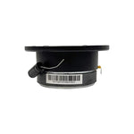 Black bullet tweeter side view with wiring terminals and product label sticker