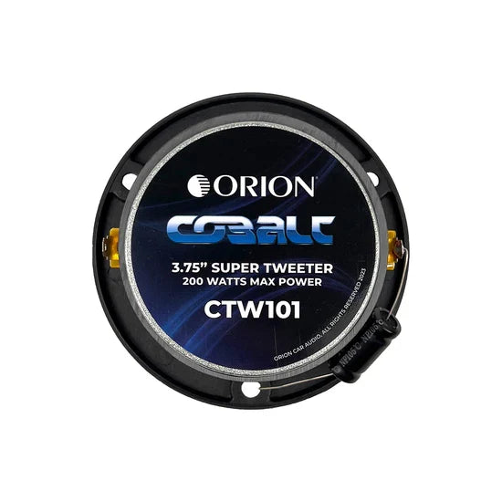 ORION CTW101 3.75in bullet tweeter with blue power label and mounting ring