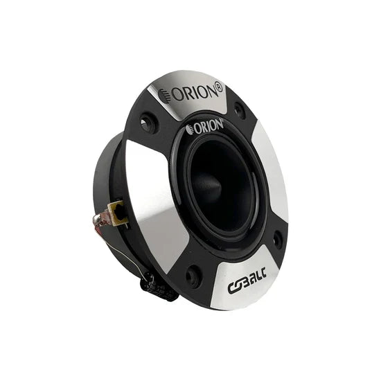 Single Orion 3.9-inch bullet tweeter speaker with black body and side wire terminals