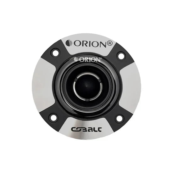 Orion bullet tweeter with black speaker cone, silver ring, and mounting holes