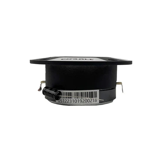 Orion bullet tweeter backside top view with wire leads and mounting ring