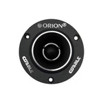 Black circular tweeter with Orion logo, silver ring, and four mounting holes