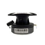 3.7-in bullet tweeter top view, black body with wire terminals