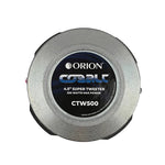 Orion CTW500 super tweeter with silver outer ring, blue label, and side mounting tabs