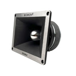 Super tweeter speaker with black horn, silver dome, and round side mount