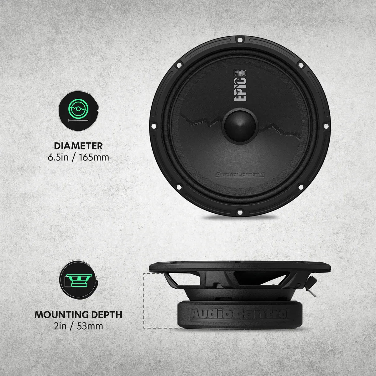 AudioControl EPICPRO6S 6.5" 200W RMS Slim Midrange Speakers (Pair)