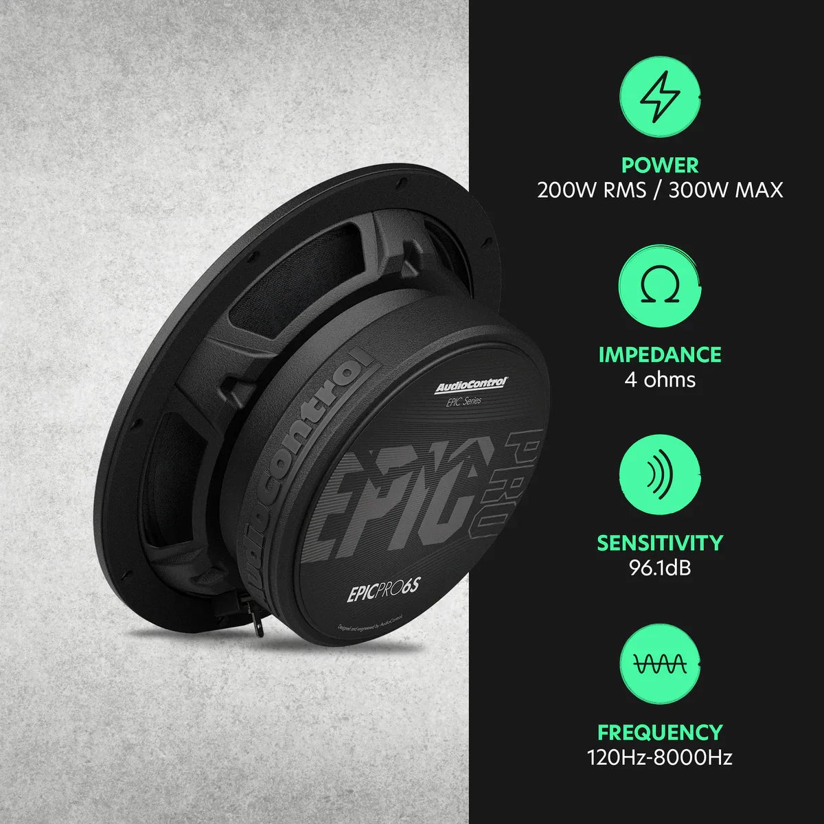 AudioControl EPICPRO6S 6.5" 200W RMS Slim Midrange Speakers (Pair)