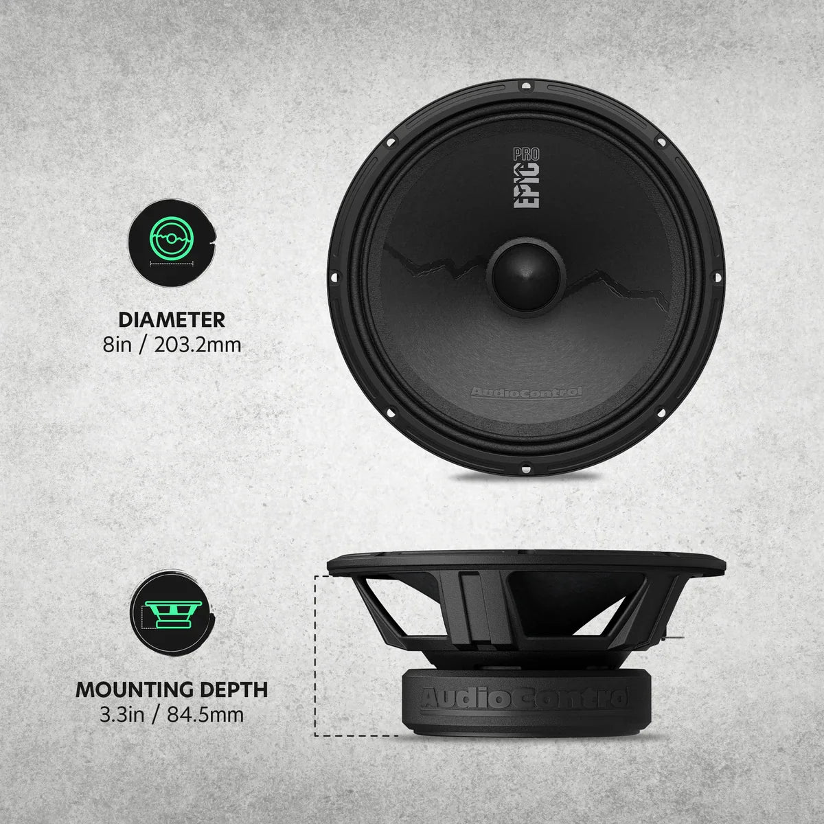 AudioControl EPICPRO8X 8" Midrange Speakers (Pair)