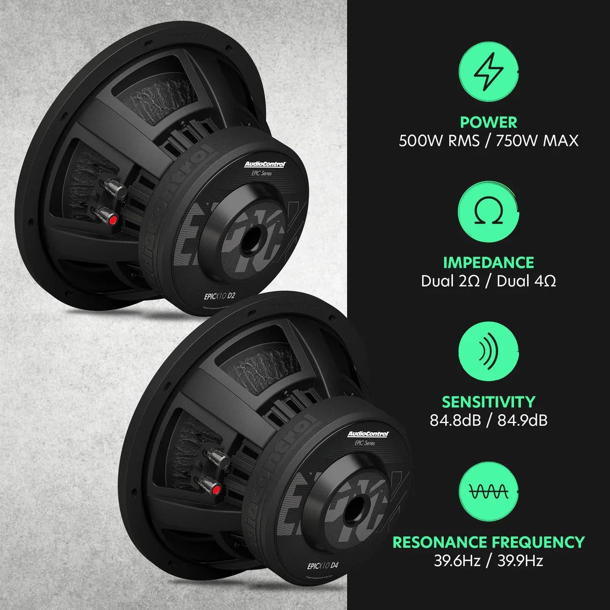 AudioControl EPICX 10 | 10" 500W RMS Subwoofer DVC