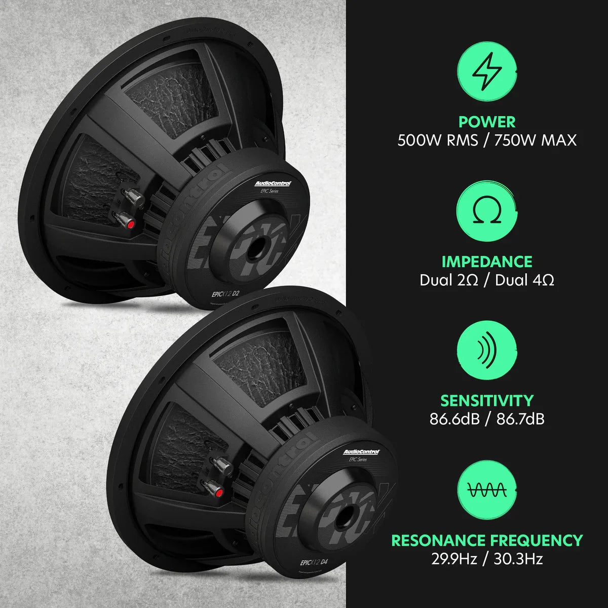 AudioControl EPICX 12 | 12" 500W RMS Subwoofer DVC