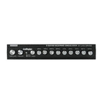Black Audiopipe 9-band graphic equalizer front panel with 9 silver knobs and volume slider