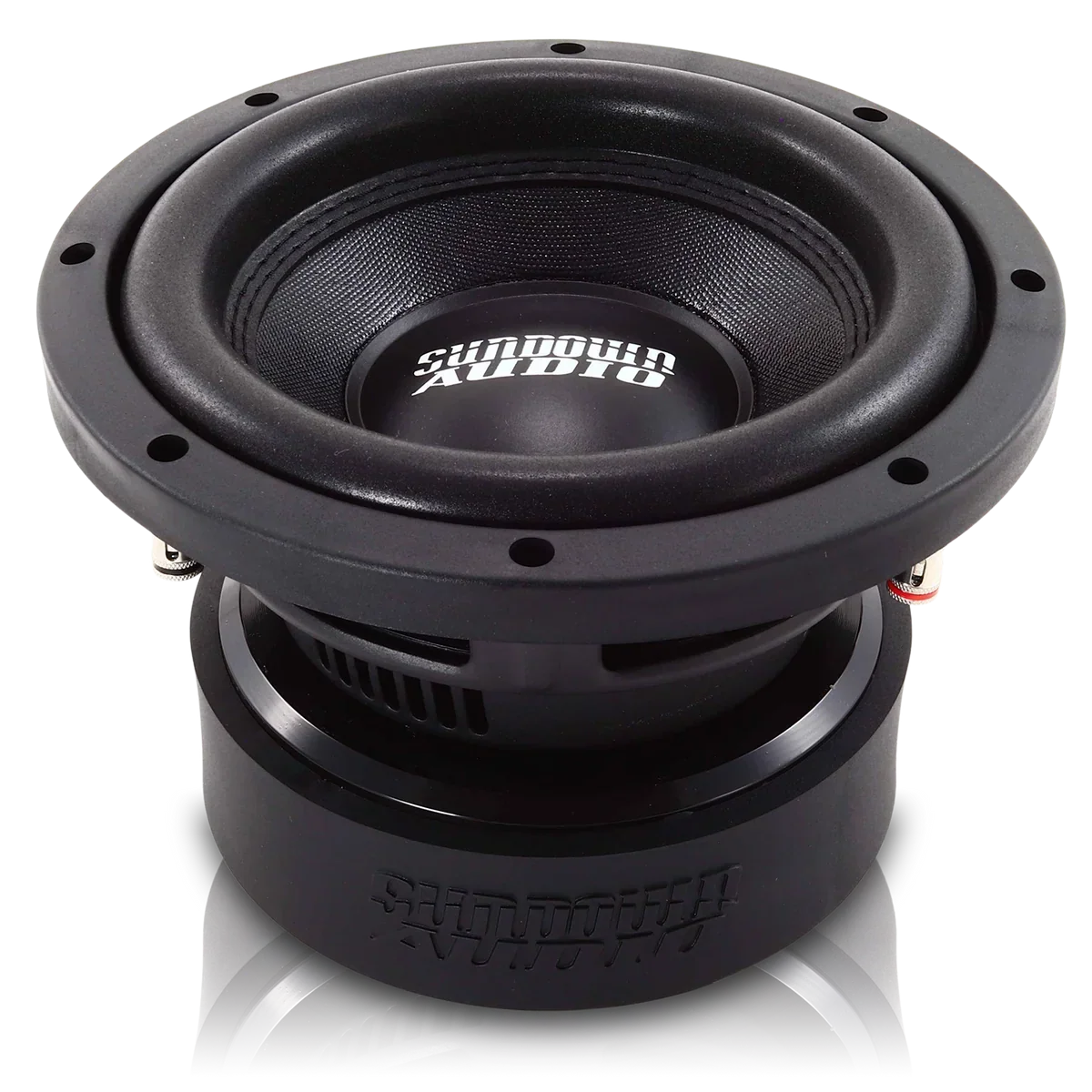 Sundown Audio 8-inch subwoofer driver with black cone and basket grille