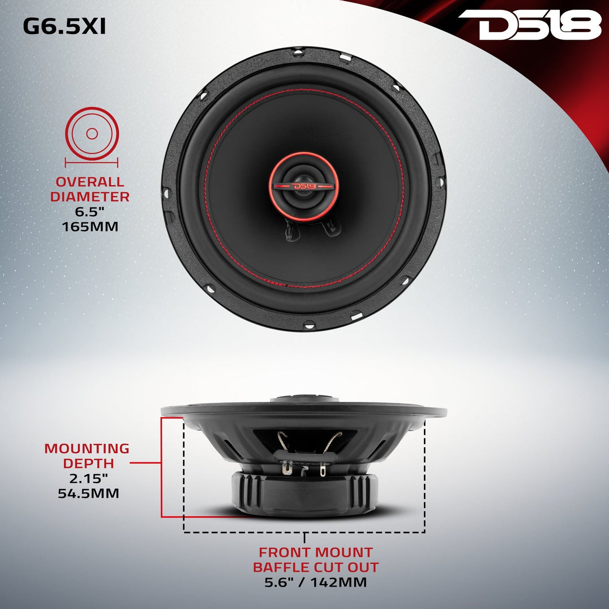 DS18 GX6.5XI 6.5" 2-Way Coaxial Speakers (Pair)