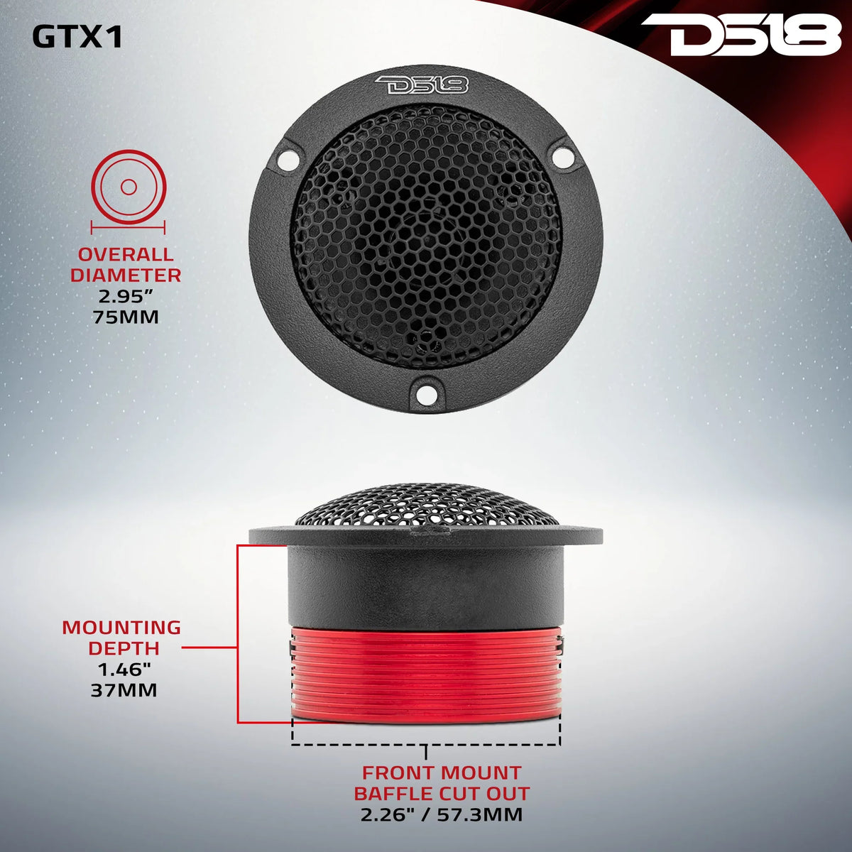 DS18 GTX1 | 1" 250W RMS Neodymium Super Bullet Tweeters (Single)