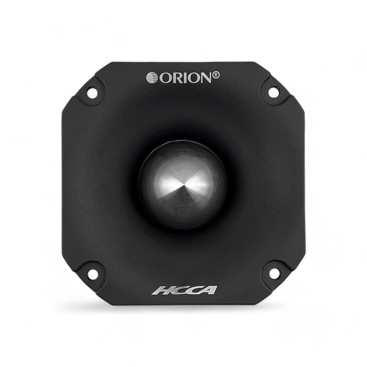 Black ORION HCCA tweeter module with four mounting holes and central dome