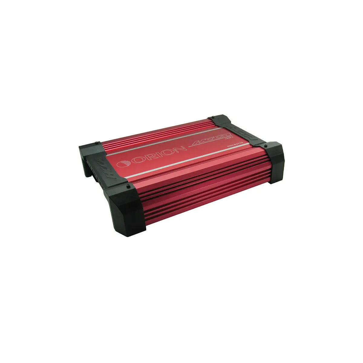 Orion 4-channel class-AB car amplifier, red and black heat-sink casing