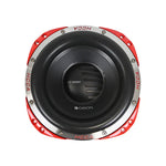 Orion 10 in DVC subwoofer with red trim and black cone, front view