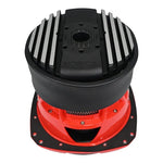 Orion 10 in subwoofer back cover with black fins over red base