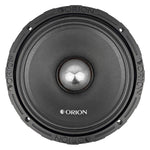 Black 10-inch midrange speaker driver with vented frame and silver dust cap