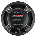 Black 10-inch midrange speaker front with ORION branding and silver dust cap