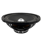 10-inch midrange speaker, angled view showing mounting rim and silver center
