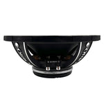 10-inch midrange speaker rear view with black frame and wiring terminals
