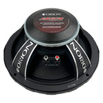 10 in midrange speaker driver front with label and dual terminal connectors