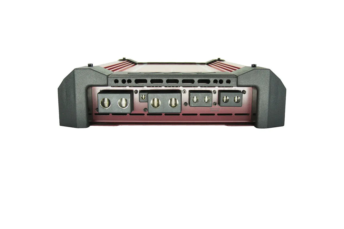 Orion 2-channel Class-H car amplifier, rear panel with connection ports