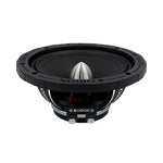 Black 6.5 in midrange speaker showing front and rear, with mounting terminals