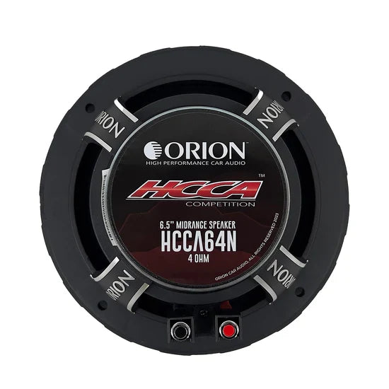 Black 6.5 in midrange speaker with HCCA64N Competition faceplate and dual terminals