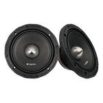 Black 6.5 in midrange speaker pair with metal cone and mounting holes
