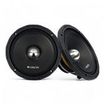 Orion 8-inch neodymium midrange speakers, black pair with silver cones