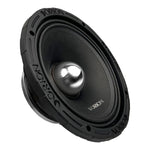 Orion 8-inch midrange speaker, angled view, black frame with metallic dome center