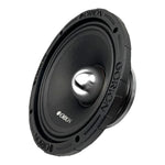 Orion 8-inch midrange speaker, side view, black cone and metallic center dome