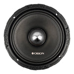 Black 8-inch midrange speaker with silver dome and ORION logo on cone