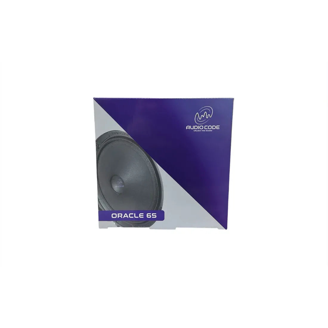 Audio Code Oracle 65 retail box with speaker image and purple logo