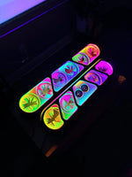 Speaker rack enclosure with beauty panel and rainbow LED lighting, black housing