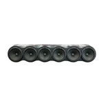 Six 6.5-inch car audio speaker woofers, black cones with round grilles