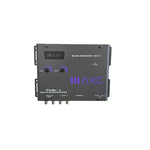Grey digital bass enhancer with “Code-x” controls and multiple audio input/output ports