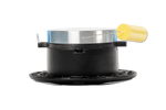 Black speaker driver with silver top and gold tweeter handle on side