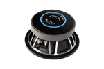 Front view of 6.5-inch midrange speaker with blue label on black cone