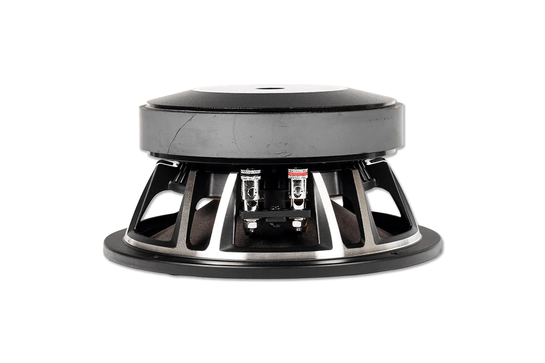 6.5-inch midrange speaker driver with side view of mounting and internal wiring