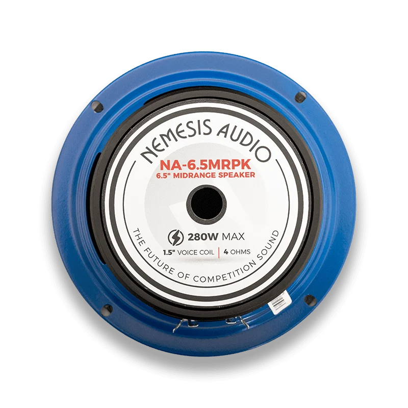 Nemesis Audio NA-6.5MRPK 6.5" midrange speaker with blue frame and face label